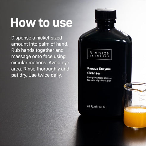 Revision Skincare Papaya Enzyme Cleanser - Energizing Facial Cleanser with Salicylic Acid, Soothing & Exfoliating