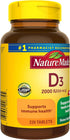 Nature Made Vitamin D3 2000 IU (50 mcg), 220 Tablets, Dietary Supplement for Bone, Teeth, Muscle, Immune Health