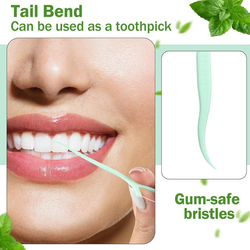 2000 Count Natural Dental Floss Picks - Sustainable High Pull Tooth Flosser Picks for Teeth (Green)