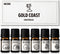 Essential Oils Set Gold Coast Series, Set of 6 Pure Oils - Sweet Orange, Grapefruit, Coconut, Tea Tree, Eucalyptus