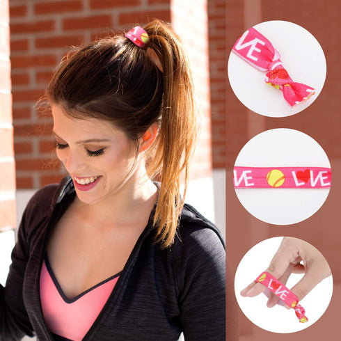 WILLBOND 32 Pcs Softball Hair Ties for Girls, Softball Hair Scrunchies Accessories for Players, Coaches, Teams