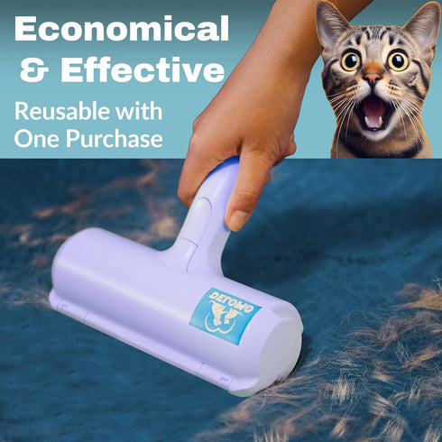 Pet Hair Remover Roller, Dog & Cat Fur Remover with Self-Cleaning Base, Efficient Animal Hair Removal Tool, Purple