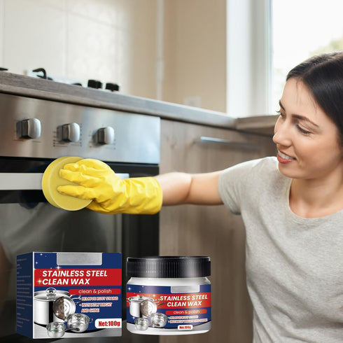 2PCS Stainless Steel Clean Wax, Magical Nano-Technology Cleaner and Polish, 3 In 1 for Grease, Oven, Sink