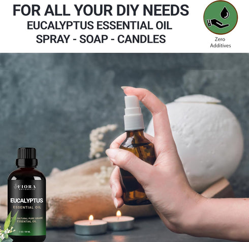Eucalyptus Essential Oil - 100% Pure for Diffuser, Humidifier, Sinus, Cold, Aromatherapy, Natural Oil for Skin