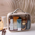 Traveling Toiletry Case, Large Clear Cosmetics Makeup Bag Dimensions | LxWxH:10” x 4.5” x 8” (Beige, Medium)