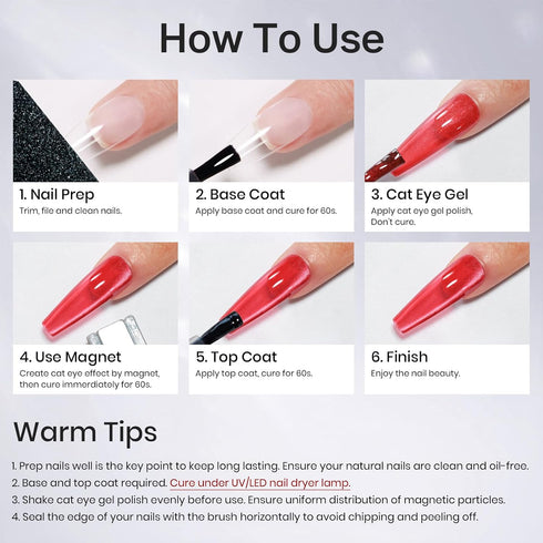 MIZHSE Cat Eye Gel Nail Polish Set, 20 Colors, Ceramic Magnetic Gel Polish with Magnet Stick, Soak Off Nail Art
