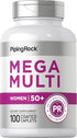 Piping Rock Women's Multivitamin 50 Plus, 100 Coated Caplets - Mega Multi Vitamin for Women, Non-GMO, Gluten Free