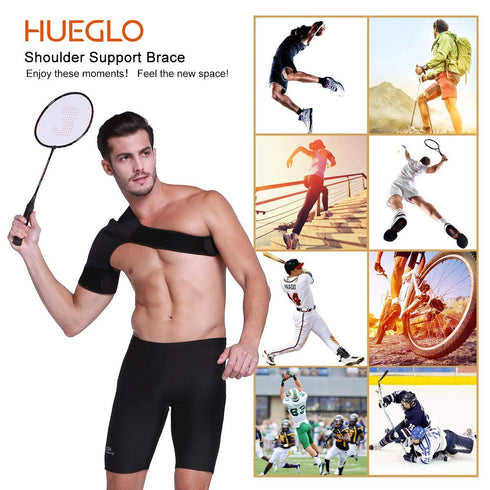 Hueglo Right Shoulder Brace - Adjustable Support for Rotator Cuff Pain Relief, Dislocated AC Joint, and Tendinitis
