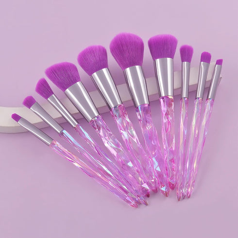 Kingtree Makeup Brush Set, 10PCS Crystal Makeup Brushes, Premium Synthetic Foundation, Blush, and Eye Shadow Kit