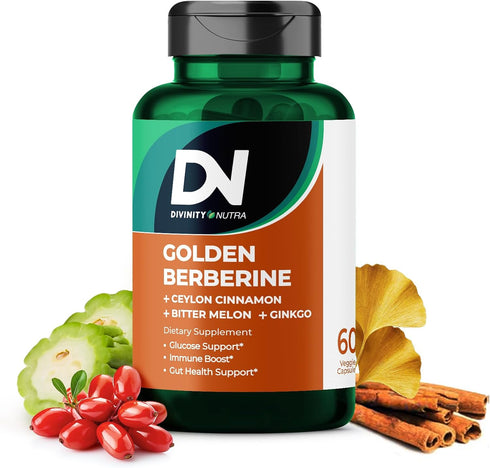 4-in-1 Berberine Supplement 1500mg 60 Capsules for Glucose Support, Immunity, Gut & Heart Health