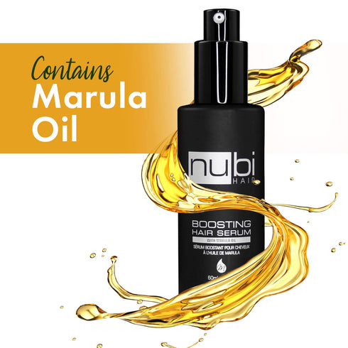 Nubi Boosting Hair Serum - Marula Oil with Vitamin E & Aloe Vera - Refresh Dry, Dull Hair - 2 Fl. Oz. / 60 Ml. (2 Pack)