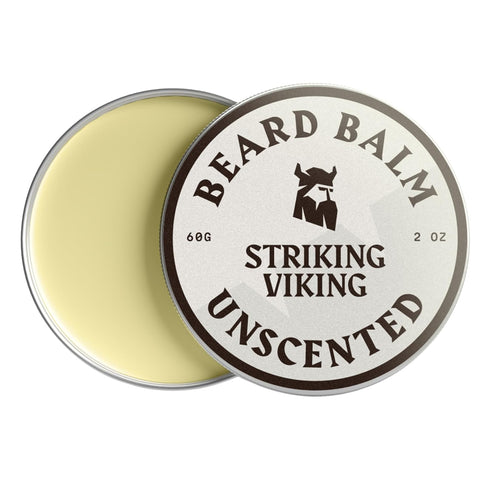 Striking Viking Beard Balm for Men – 2 Oz Light Hold, Unscented Leave-in Conditioner with Shea Butter, Tea Tree, Argan
