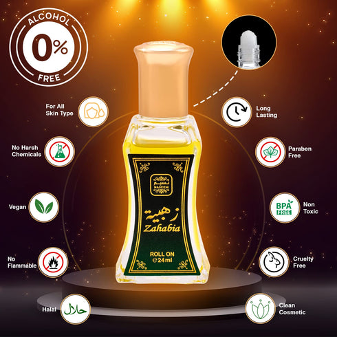 Naseem Zahabia Roll on Perfume, Alcohol Free Arabian Perfume Oil for Women - Berry & Fruity Scent 0.81 Fl Oz