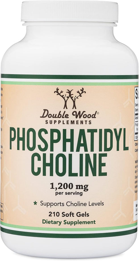 Phosphatidylcholine 1,200mg, 210 Softgels, Enhanced Sunflower and Soy Lecithin for Brain Health Support