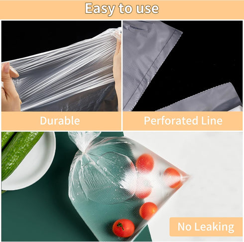 InPoetry 12'' 20'' Kitchen,350 (1 Food Storage Bags, x Plastic Produce Bag, Clear Plastic Bag for Food, Fruit