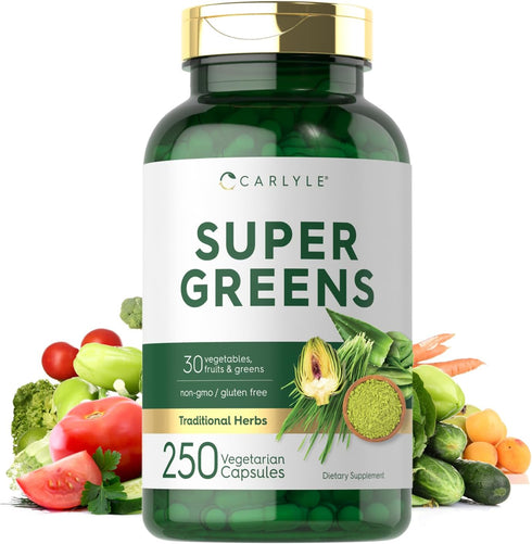 Carlyle Super Greens Capsules | 250 Count | Non-GMO Gluten Free Supplement