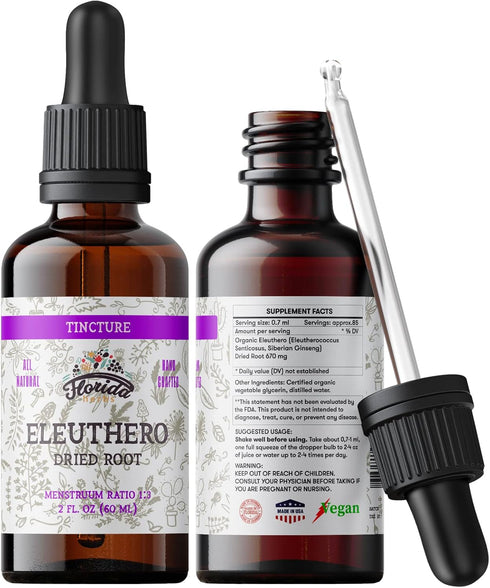 Organic Eleuthero Tincture, Eleutherococcus senticosus Extract (Siberian Ginseng)