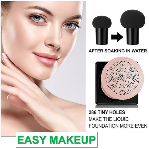 Mushroom Head Air Cushion & BB Cream CC Cream Liquid Foundation Concealer for Lasting, Moisturizing Makeup Base