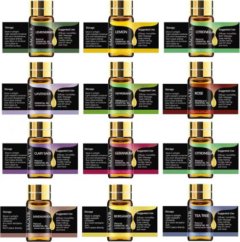 Set -12 Set (12 5ML) Essential Oils by SACATR Natural Essential Oil Essential Oils Gift for Diffuser, Massage