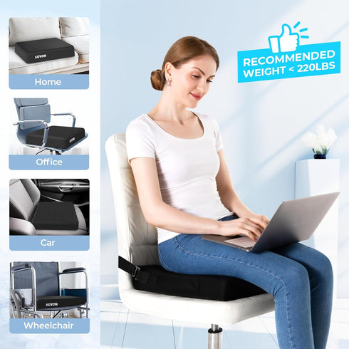 AUVON Cooling Gel Wheelchair Seat Cushion for Sciatica, Back Pain Relief, Breathable Memory Foam with Anti-Slip Cover