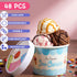 Jingmore 48 12oz Frozen Pcs Paper Ice Cream Cups with Lids, Ice Cream Containers Disposable Sundae Dessert Bowls
