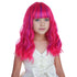 Kids Hot Pink Mixed Purple Wig Child Short Pink Purple Wig with Air Bangs Purple Pink Wavy Curly Wig for Girls Heat Resistant Synthetic Wig with Wig Cap