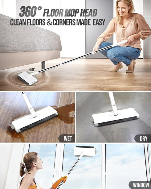 Microfiber Mops for Floor Cleaning, 3 Reusable Chenille Pads, Multifunctional Flat Mop for Hardwood and Laminate