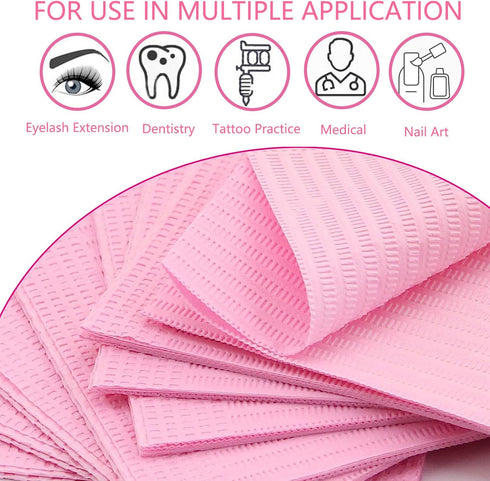 Nail Art Table Mats Disposable, 50PCS Pink Waterproof 3 Ply Nail Art Paper 13" X 17" for Decoration
