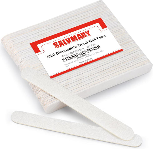 Professional Nail Files Double Sided Emery Board 80/100 Grit for Acrylic Nail Extension, 50Pcs White