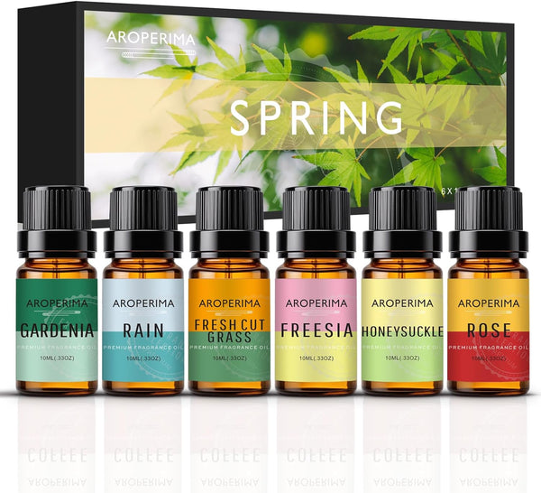 Spring Fragrance Essential Oil Set - Gardenia, Honeysuckle, Rain, Rose, Fresh Cut