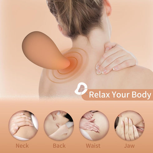 Mango-Shaped Relaxation Muscles Massage Tool for Shoulder, Neck and Back, Soft Rechargeable Waterproof Handheld
