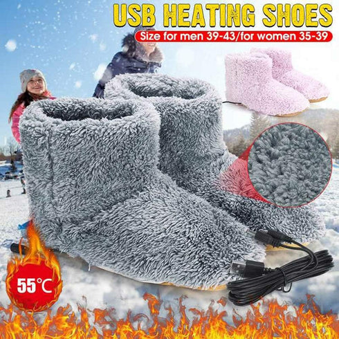 Winter Foot Warmer Shoes Soft Electric Heating Snow Boots USB Washable Skiing Boot Soft Electric Heating Shoes Winter