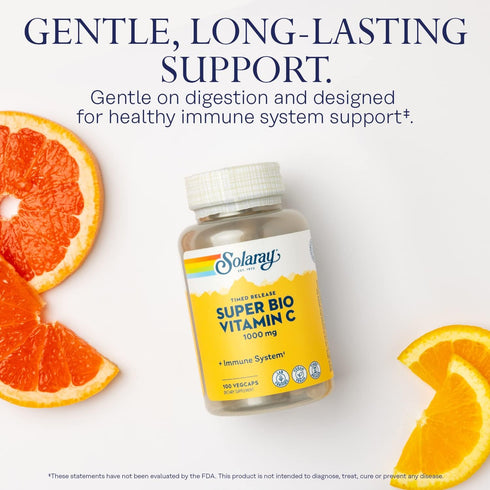 SOLARAY Super Bio Buffered Vitamin C 1000mg, Timed Release with Bioflavonoids, Immune Support, 100 VegCaps