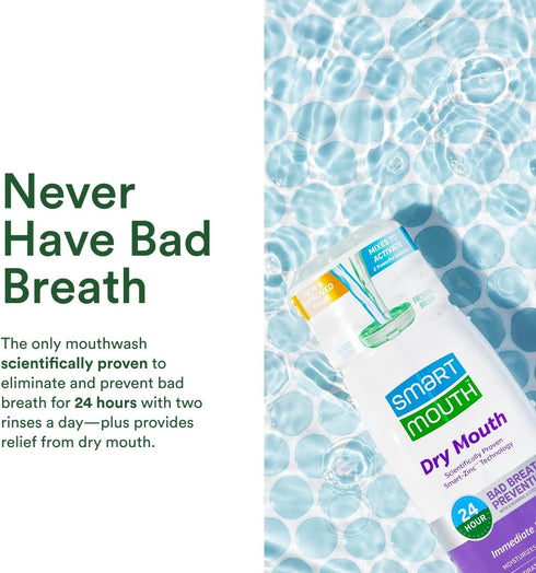 Immediate 16 oz SmartMouth Dry Mouth Zinc Activated Mouthwash - Dry Mouth Rinse for Relief & Instant Fresh Breath