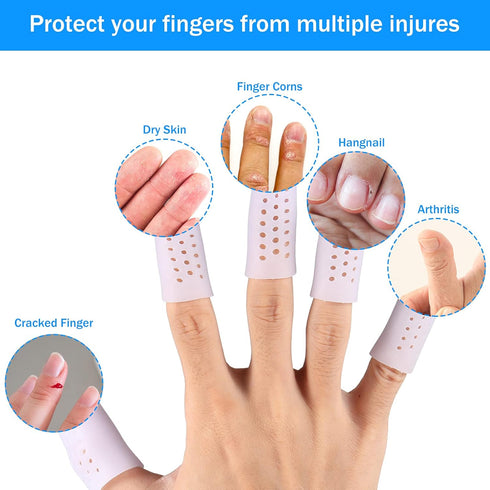 Tondiamo 20 Pieces Silicone Finger Cots Protectors Caps for Wound, Breathable Finger Cover Sleeves for Cracking, Eczema