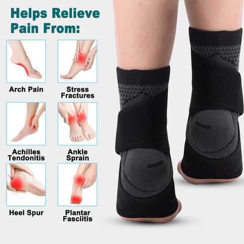 Ankle Brace with Ankle Support Strap, Compression Sleeve for Achilles & Plantar Fasciitis Relief, Foot Brace for Pain,