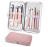 Manicure Set - Travel Mini Nail Clippers Kit with 10pcs Stainless Steel Grooming Tools (Pink)