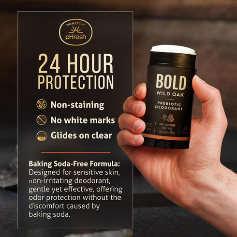 Honestly pHresh Prebiotic Natural Deodorant for Men – Aluminum & Baking Soda Free, 24 Hour Odor Protection, 2.5 oz