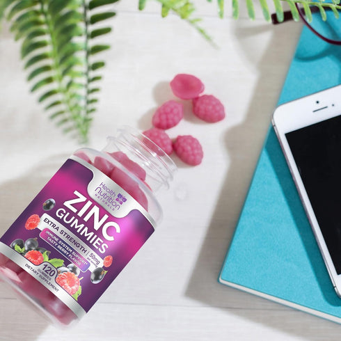 Zinc Immune Support Supplement 50mg - 120 Gummies, Max Strength Zinc for Radiant Skin & Immune Health, Vegan