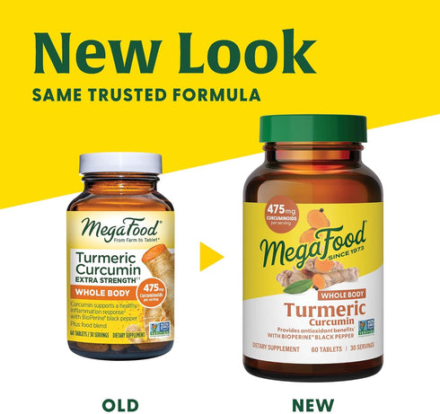 MegaFood Turmeric Curcumin Extra Strength - 90 Tabs, Whole Body Support with Black Pepper & Holy Basil