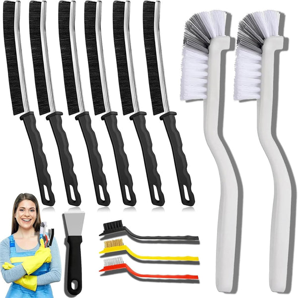 TURUM 12Pcs Crevice Cleaning Brush Set,Hard Bristle Cleaning Supplies for Kitchen, Bathroom, Corner,