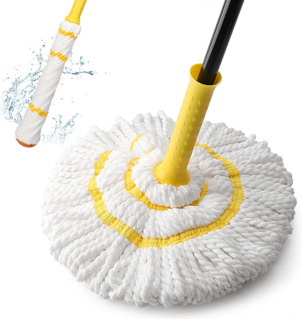 Self-Wringing Twist Mop for Floor Cleaning, Long Handled Microfiber Mop with Top Scouring Pad, 57-inch