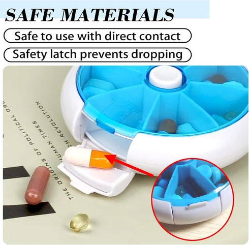INVODA Pill Organizer - Weekly Pill Cases, 7 Day 3 Times Medicine Dispenser with Push Button Rotate Pill Planner
