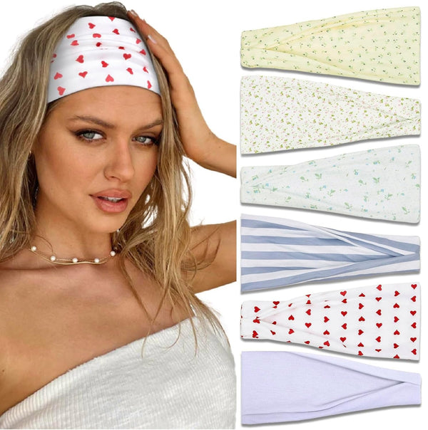 Trendy Headbands for Women, Non-Slip Floral Hair Bands, Stretchy Sweat Bands for Yoga & Everyday Fashion