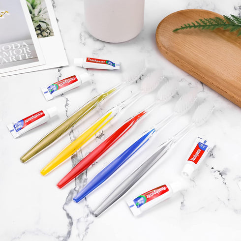 Travel Toothbrushes Kit, 50Pcs Disposable Toothbrush Set with Toothpaste for Nursing Home & Hotel (Individually Wrapped)