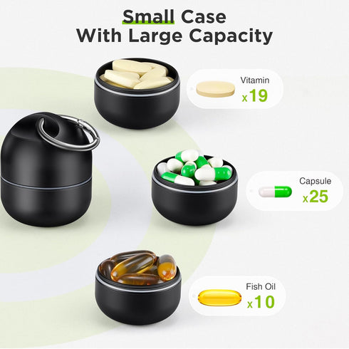Zannaki Small Portable Single Pill Box Keychain - Metal Daily Travel Pill Organizer Case, Waterproof Pill Holder