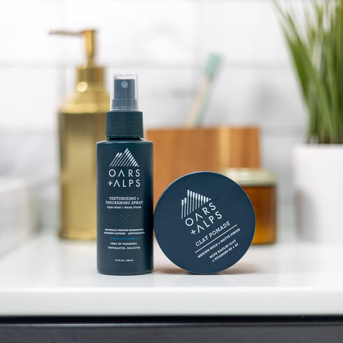 Oars + Alps Clay Hair Pomade for Men, Promotes Hair Growth, Medium Hold, Matte Finish, 2.4 Oz