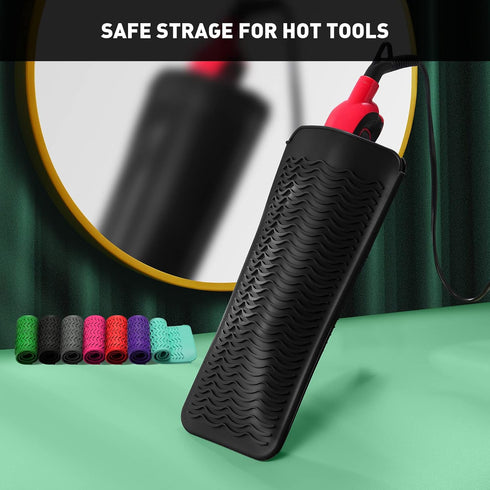 ZAXOP Resistant Silicone Mat Pouch for Flat Iron, Curling Iron, Hot Hair Tools (Black)