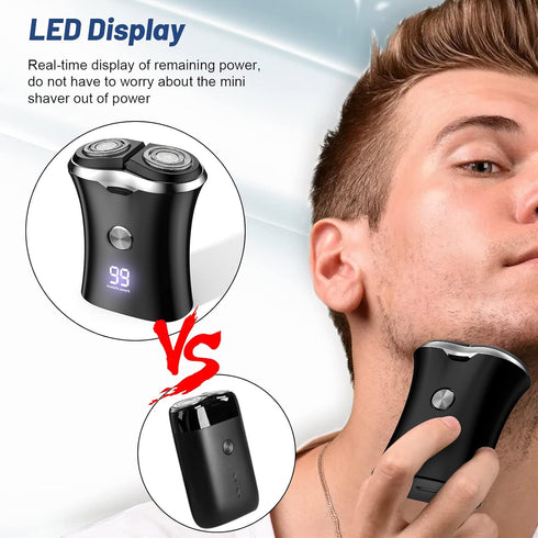 Mini Portable Electric Travel Shaver, USB Rechargeable Cordless Shaving Razor for Men and Teen Boys (Black)