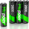 Mupoer Rechargeable AA Batteries 4 Pack, Ni-MH 2800mAh High Capacity 2A Battery, 1.2V